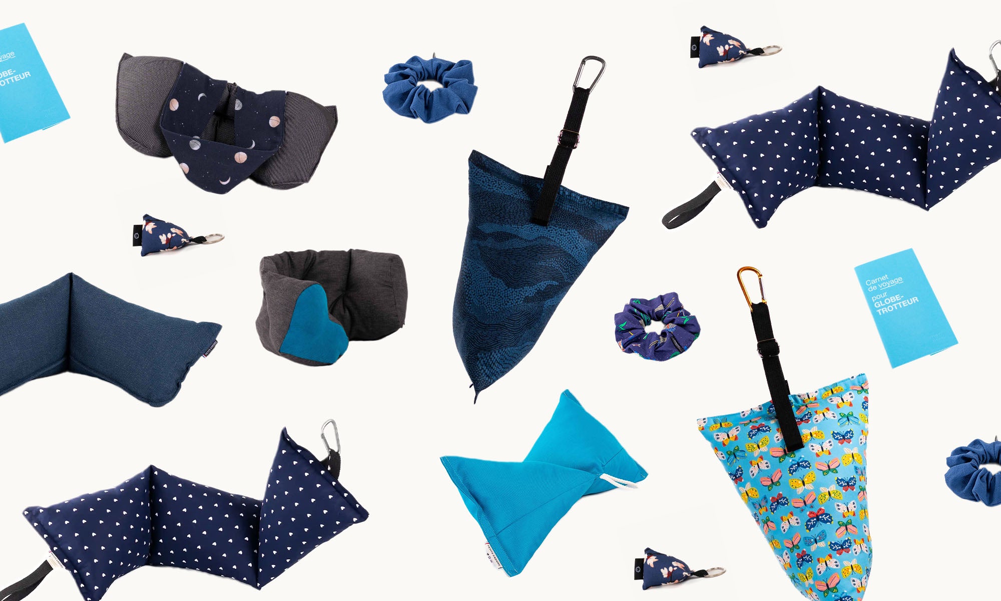 Coussins bleus : sérénité au quotidien et en voyage