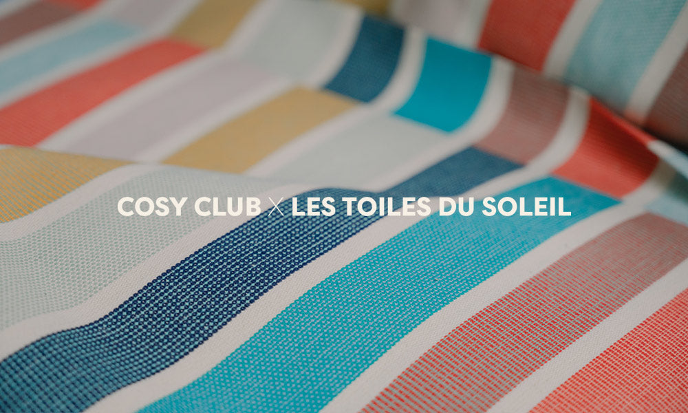 Coussin cervical rayures catalanes : une collaboration estivale signée Cosy Club x Les Toiles du Soleil