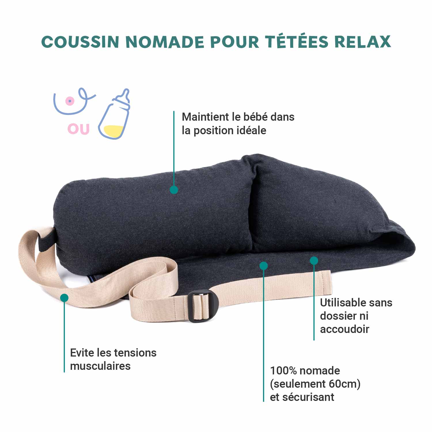 Nursing pillow with ecru strap · DUOH!
