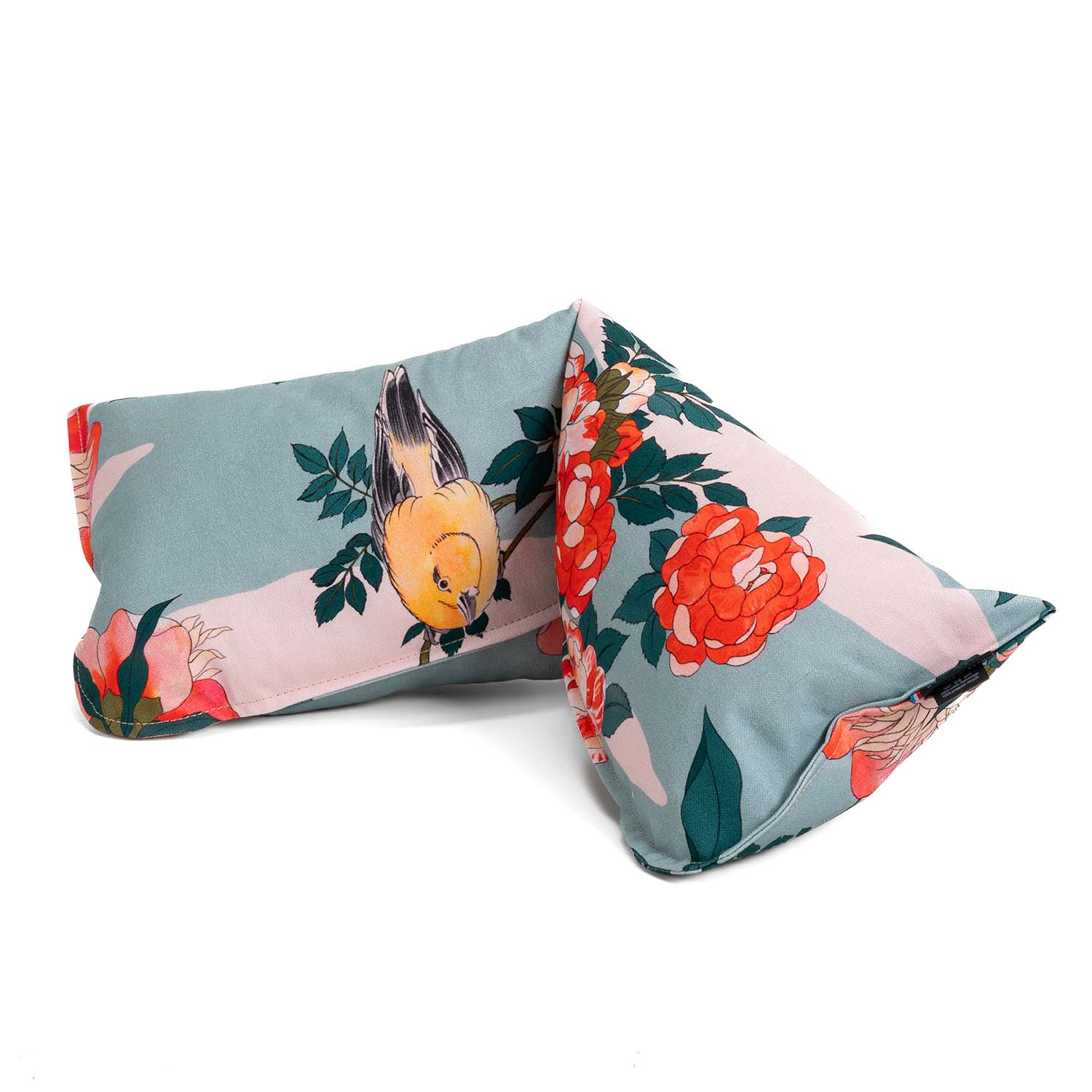 Coussin cervical large avec motif fleurs