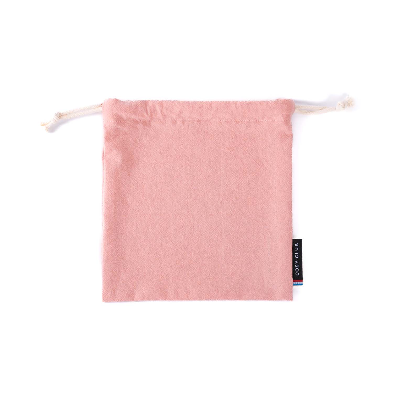 Pochon en tissu, coloris rose, fabriqué en France, idéal pour transporter son passeport et pièce d'identité en voyage. Présenté sur fond blanc.