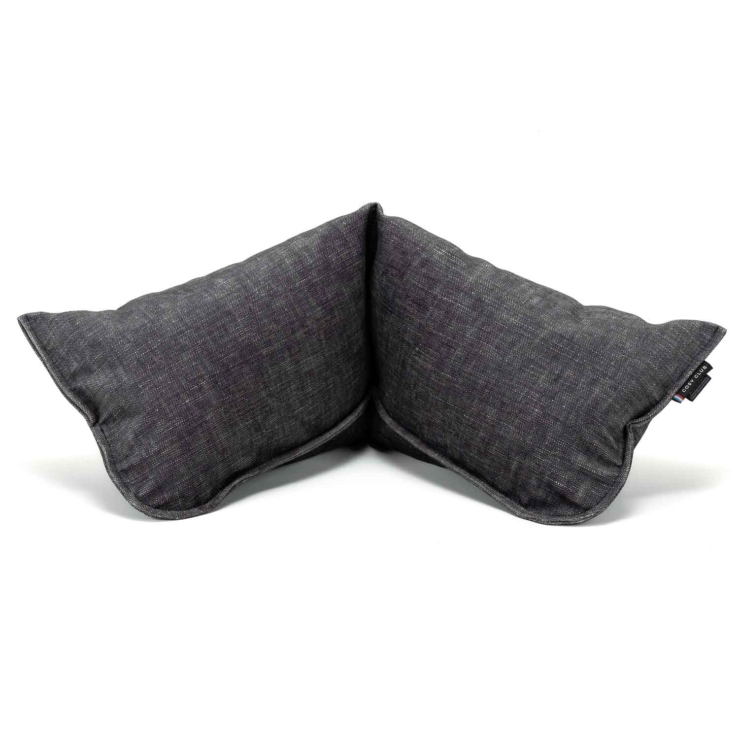 Coussin cervical en velours gris anthracite
