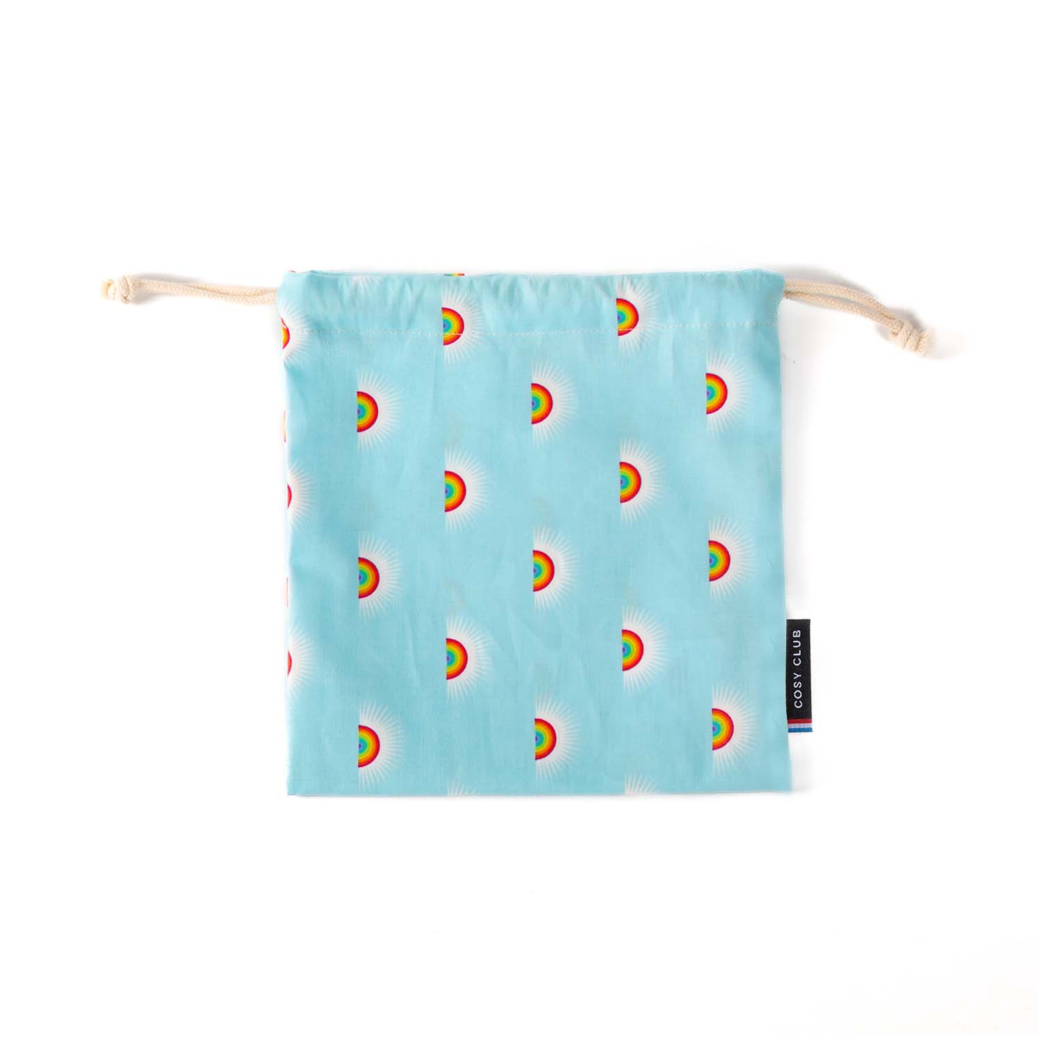 pochette arc en ciel bleu tissu